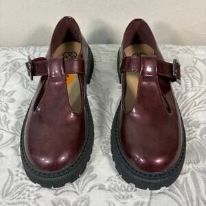 DAISY FUENTES Youth Girls Mary Jane Loafer Burgundy Sz 3 Preppy Dark Fairy Core